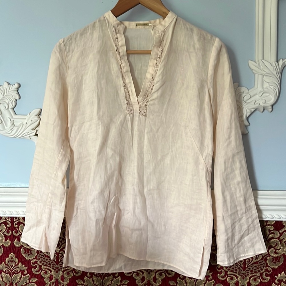 100% Linen Caftan Blush Top